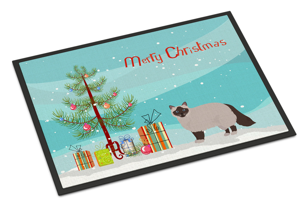 Birman Cat Christmas Doormat Indoor Outdoor 24H X 36W Front Door Mat Rugs for Entryway, Non Slip Washable Low Pile,