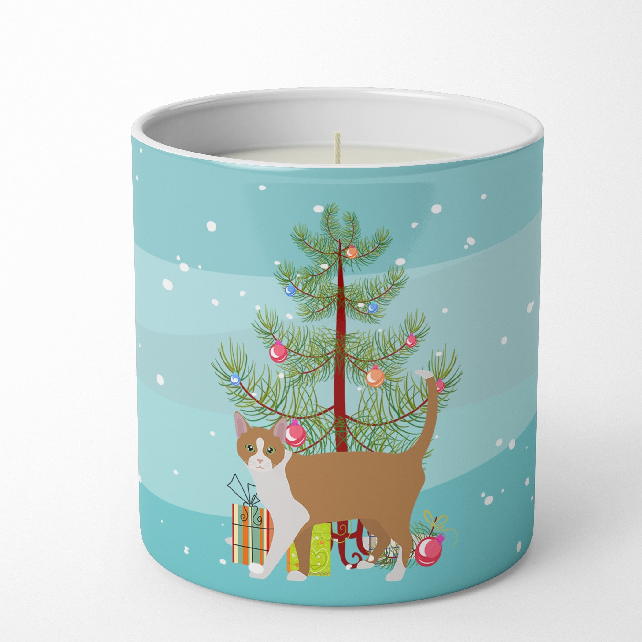 Brazilian Shorthair Cat Christmas Decorative Soy Candle Nature Soy Wax Essential Oil Home Decor Ideal for Bedroom Kitchen Bath Office Gift, 10 oz