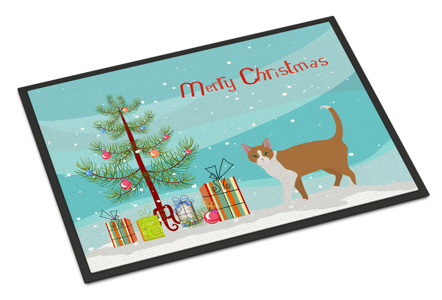 Brazilian Shorthair Cat Christmas Doormat Indoor Outdoor 24H X 36W Front Door Mat Rugs for Entryway, Non Slip Washable Low Pile,