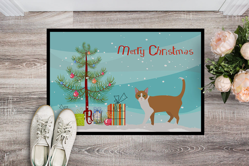 Brazilian Shorthair Cat Christmas Doormat Indoor Outdoor 24H X 36W Front Door Mat Rugs for Entryway, Non Slip Washable Low Pile,