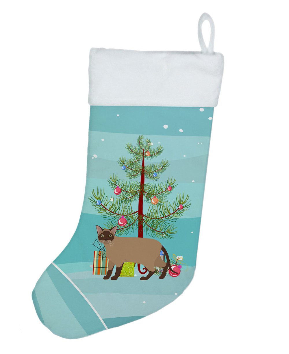 Burmese Cat Christmas Holiday Stocking Double-Sided Print, Polyester Suede,11x18, Made in USA