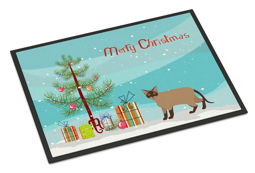 Burmese Cat Christmas Doormat Indoor Outdoor 18H X 27W Front Door Mat Rugs for Entryway, Non Slip Washable