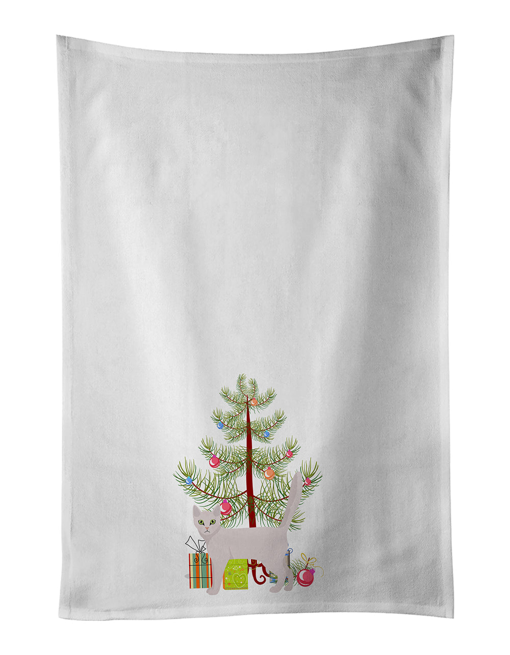 Burmilla Cat Christmas Kitchen Towel Set of 2 White Dish Towels Decorative Bathroom Hand towel for Hand, Face, Hair, Yoga, Tea, Dishcloth, 19 X 28", White