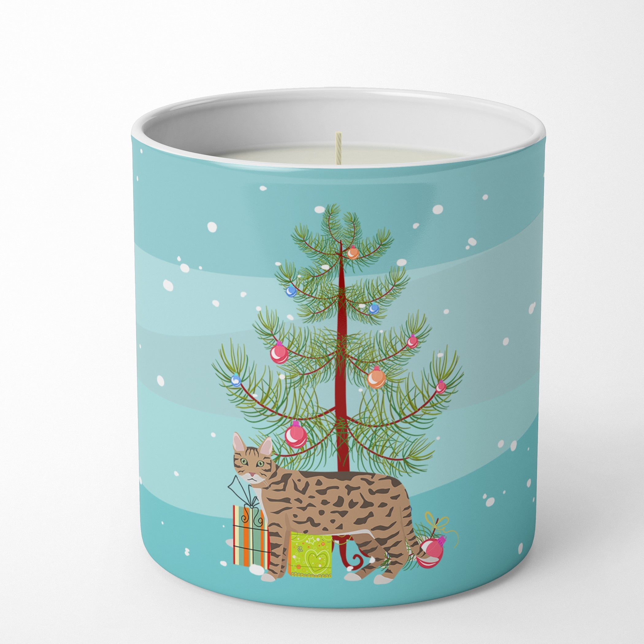 California Spangled Cat Christmas Decorative Soy Candle Nature Soy Wax Essential Oil Home Decor Ideal for Bedroom Kitchen Bath Office Gift, 10 oz
