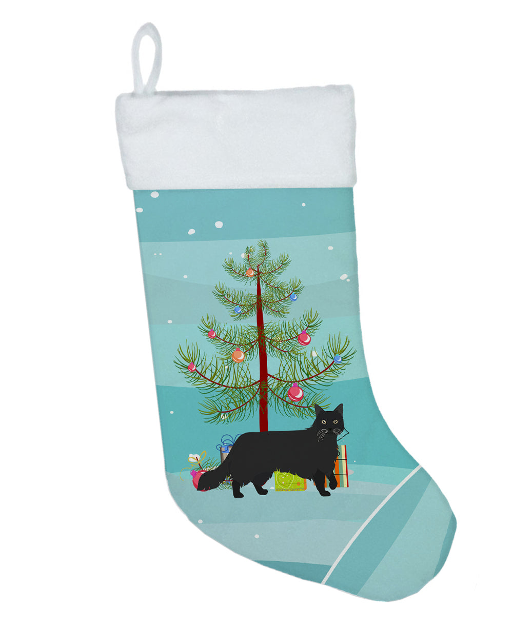 Black Chantilly Tiffany Cat Christmas Holiday Stocking Double-Sided Print, Polyester Suede,11x18, Made in USA