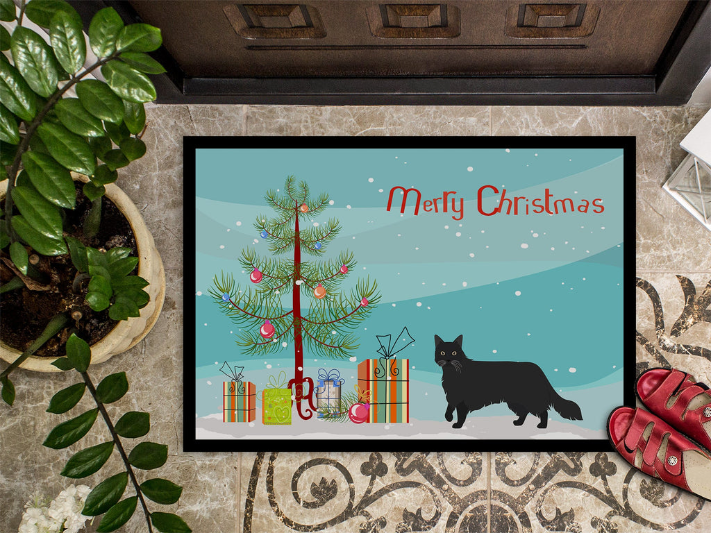 Black Chantilly Tiffany Cat Christmas Doormat Indoor Outdoor 24H X 36W Front Door Mat Rugs for Entryway, Non Slip Washable Low Pile,