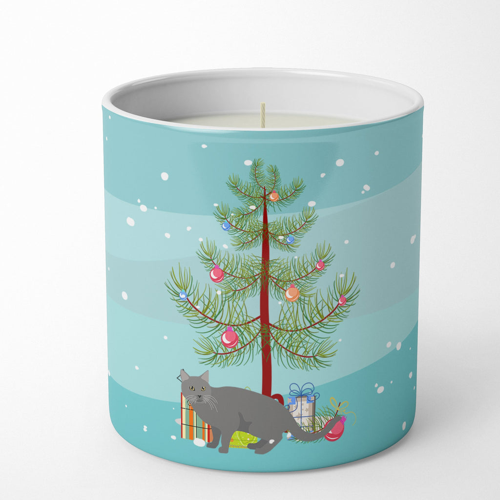 Chartreux Cat Christmas Decorative Soy Candle Nature Soy Wax Essential Oil Home Decor Ideal for Bedroom Kitchen Bath Office Gift, 10 oz
