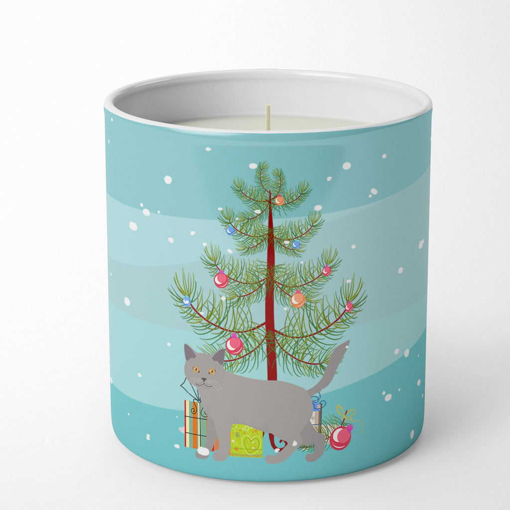 Chartreux Cat Christmas Decorative Soy Candle Nature Soy Wax Essential Oil Home Decor Ideal for Bedroom Kitchen Bath Office Gift, 10 oz