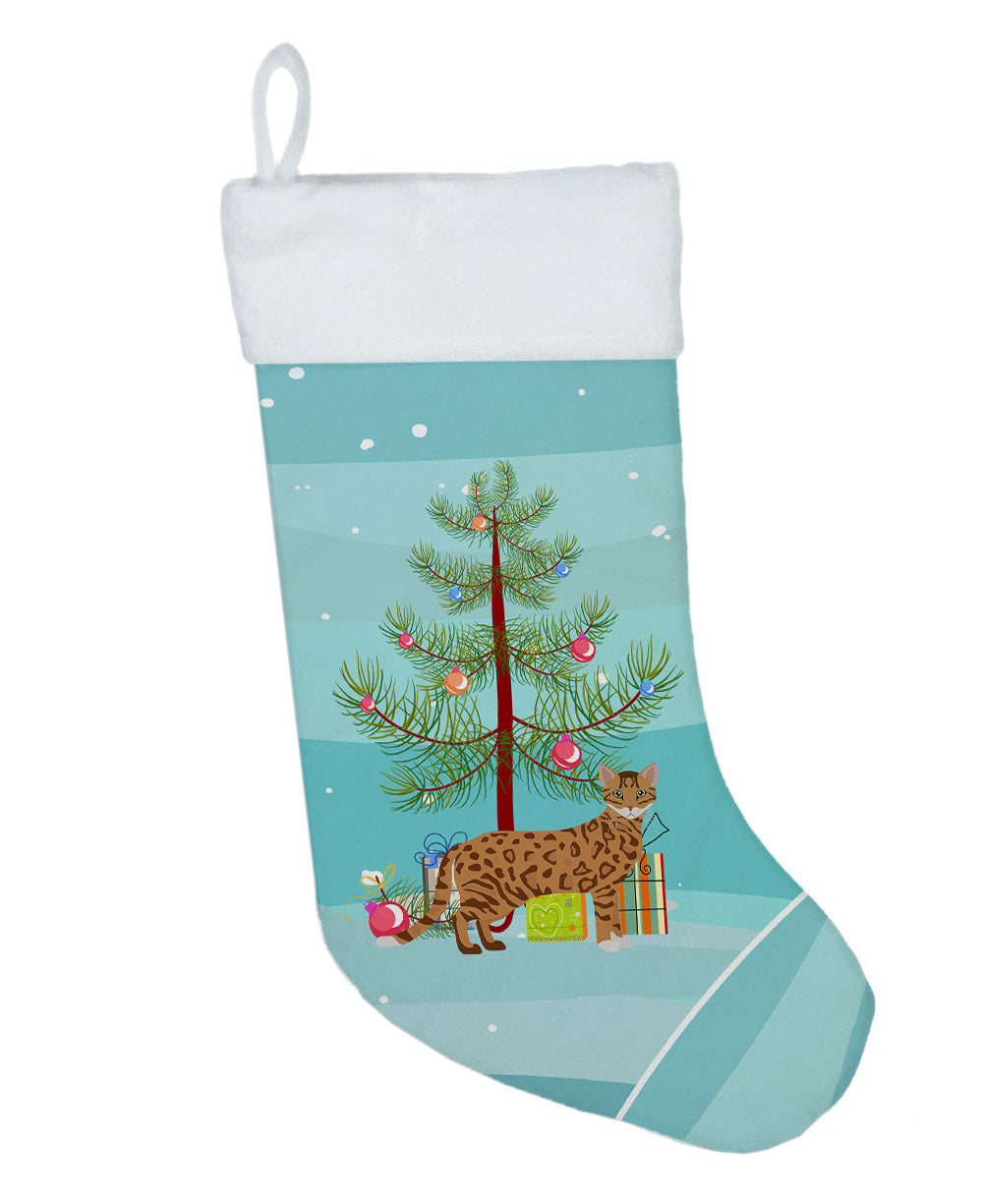 Cheetoh Cat Christmas Holiday Stocking Double-Sided Print, Polyester Suede,11x18, Made in USA