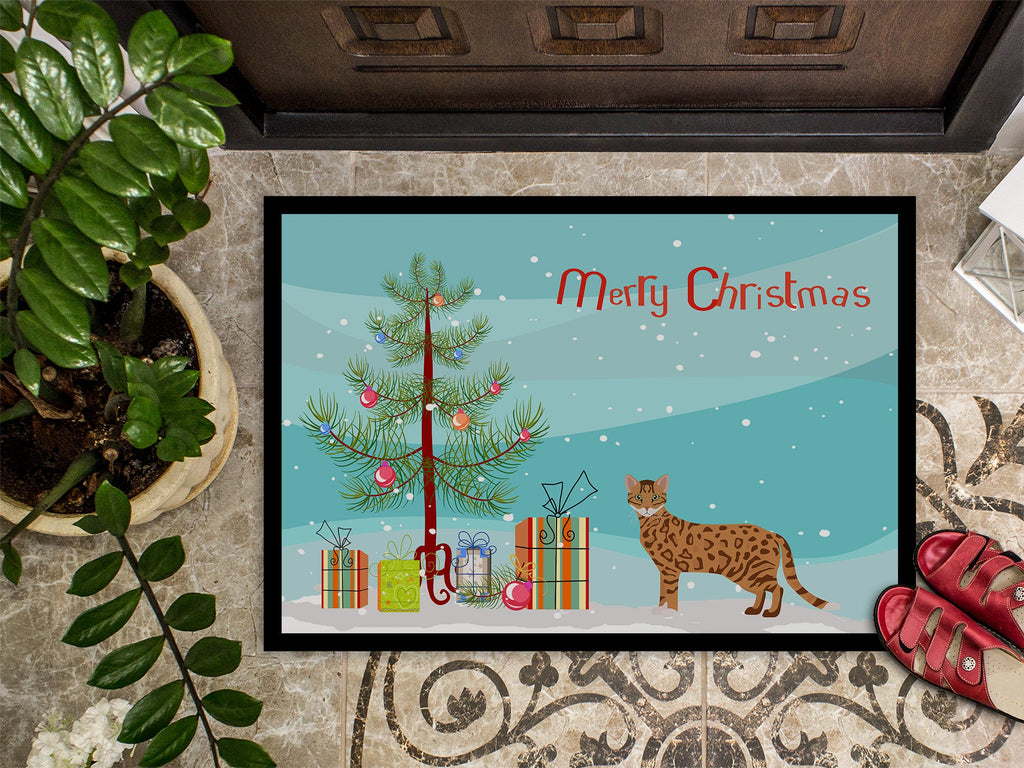 Cheetoh Cat Christmas Doormat Indoor Outdoor 24H X 36W Front Door Mat Rugs for Entryway, Non Slip Washable Low Pile,