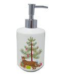 Cheetoh Cat Christmas Ceramic Soap Dispenser , Empty Refillable Hand Soap Pump Bottle for Bathroom Kitchen