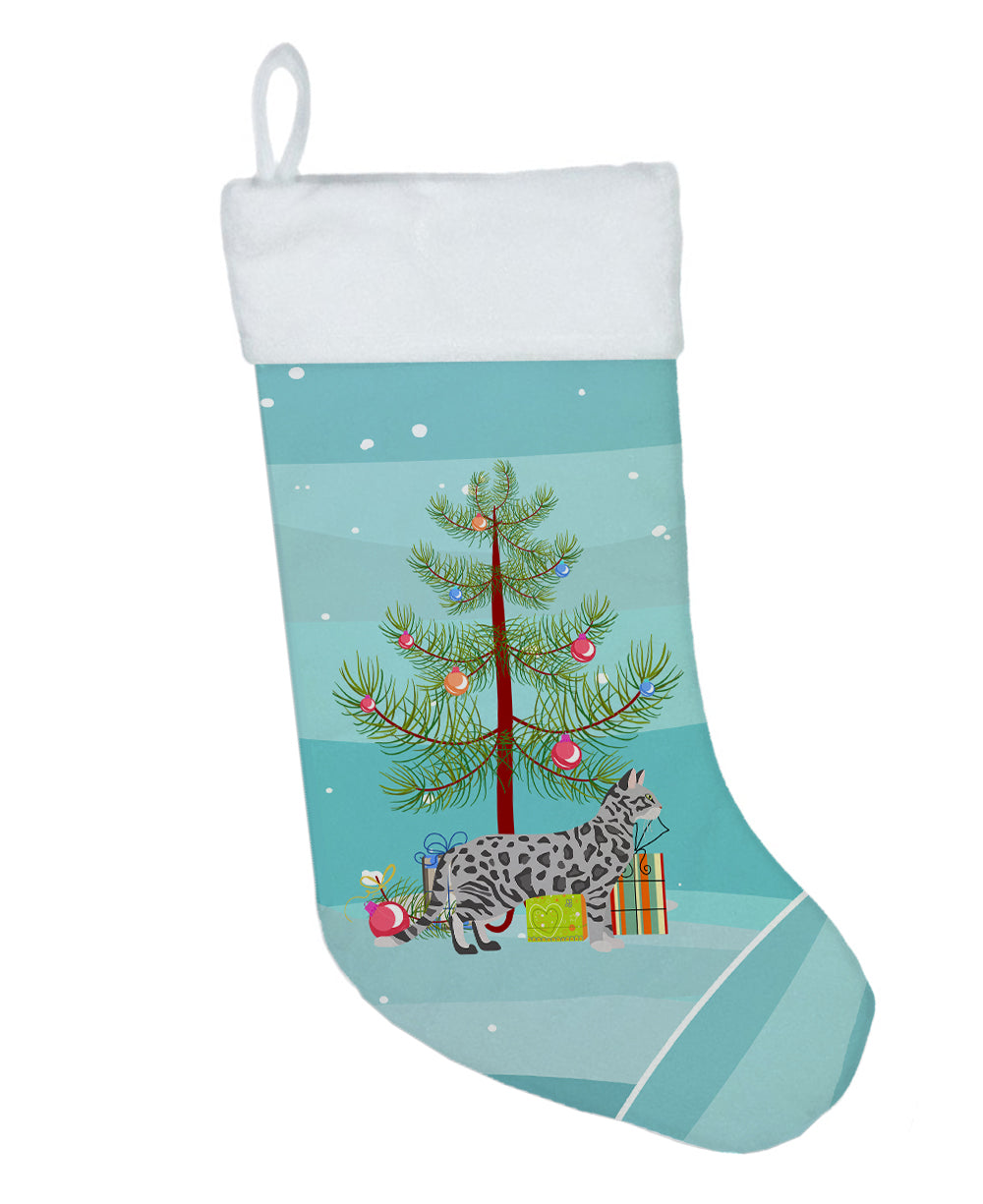 Cheetoh Cat Christmas Holiday Stocking Double-Sided Print, Polyester Suede,11x18, Made in USA