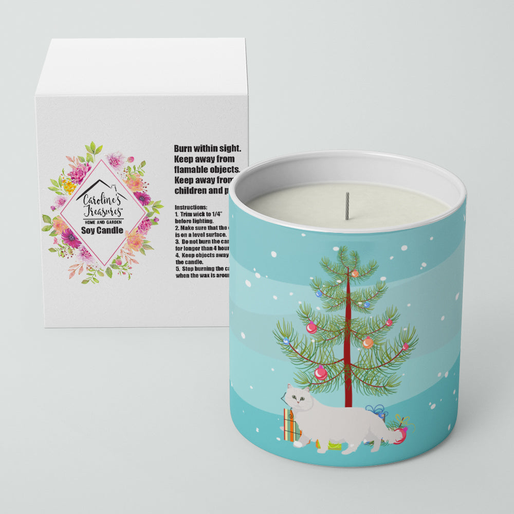 Chinchilla Persian Longhair Cat Christmas Decorative Soy Candle Nature Soy Wax Essential Oil Home Decor Ideal for Bedroom Kitchen Bath Office Gift, 10 oz