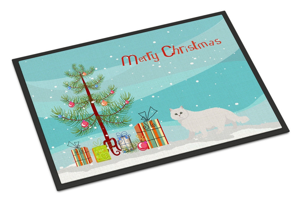 Chinchilla Persian Longhair Cat Christmas Doormat Indoor Outdoor 24H X 36W Front Door Mat Rugs for Entryway, Non Slip Washable Low Pile,