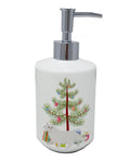 Chinchilla Persian Longhair Cat Christmas Ceramic Soap Dispenser , Empty Refillable Hand Soap Pump Bottle for Bathroom Kitchen