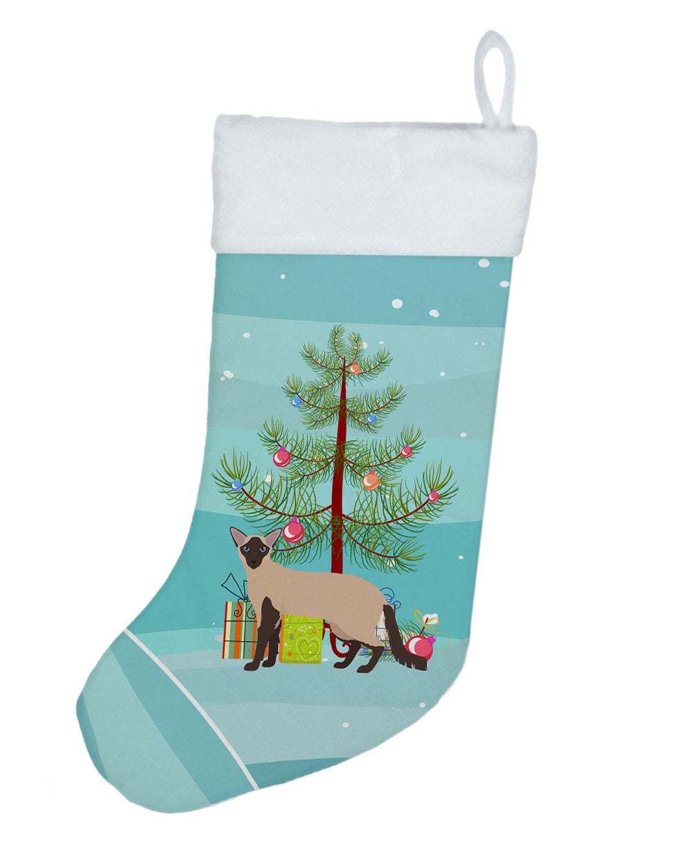 Colorpoint Longhair Cat Christmas Holiday Stocking Double-Sided Print, Polyester Suede,11x18, Made in USA