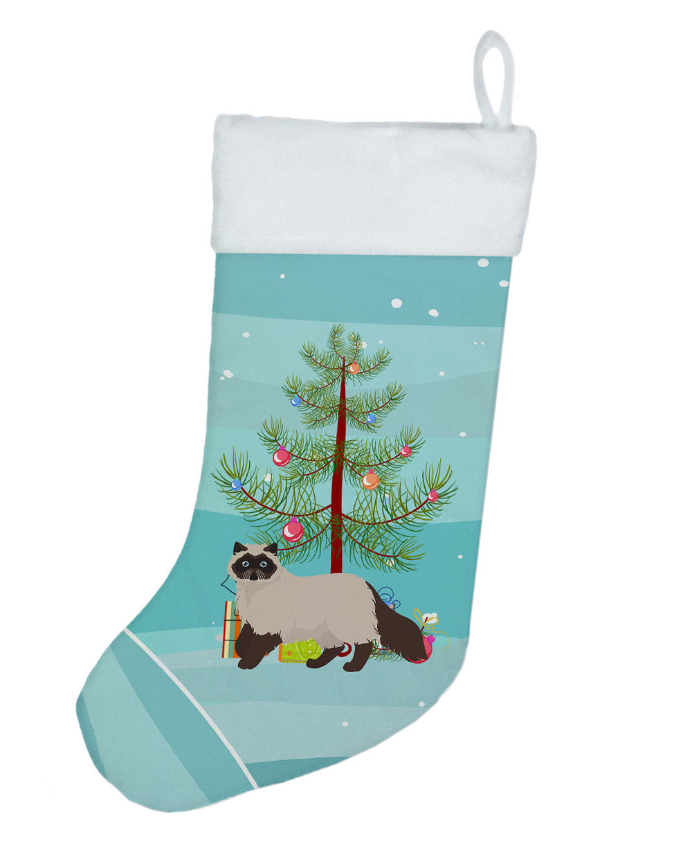 Colorpoint Persian Hymalayan Cat Christmas Holiday Stocking Double-Sided Print, Polyester Suede,11x18, Made in USA