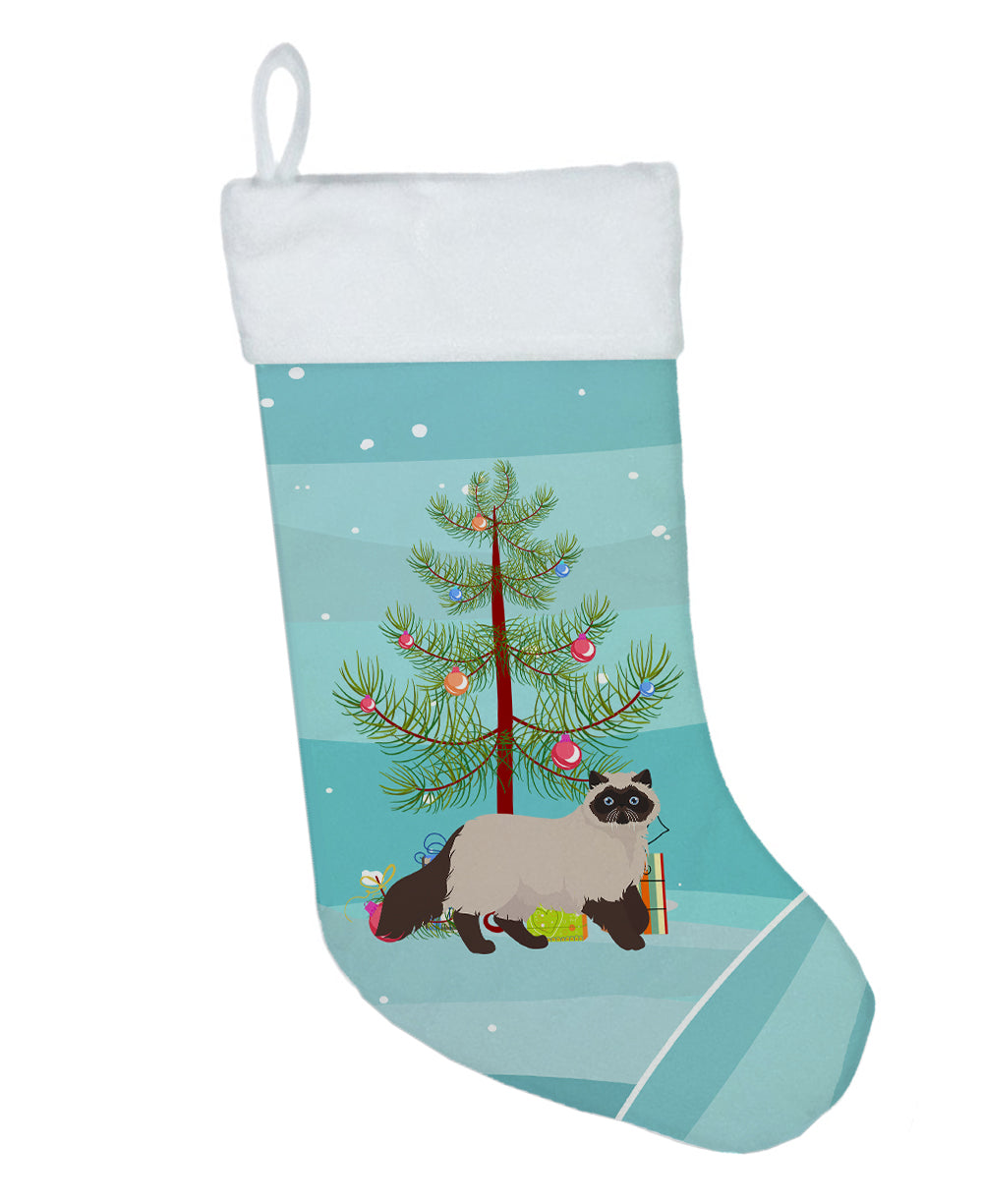 Colorpoint Persian Hymalayan Cat Christmas Holiday Stocking Double-Sided Print, Polyester Suede,11x18, Made in USA