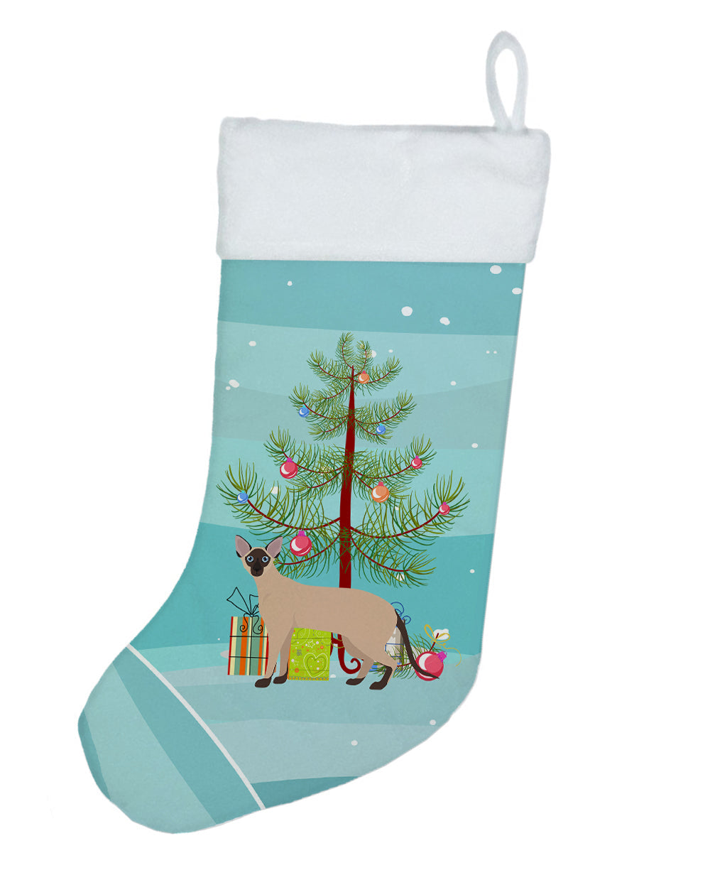 Colorpoint Shorthair Cat Christmas Holiday Stocking Double-Sided Print, Polyester Suede,11x18, Made in USA