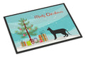 Black Cornish Rex Cat Christmas Doormat Indoor Outdoor 18H X 27W Front Door Mat Rugs for Entryway, Non Slip Washable