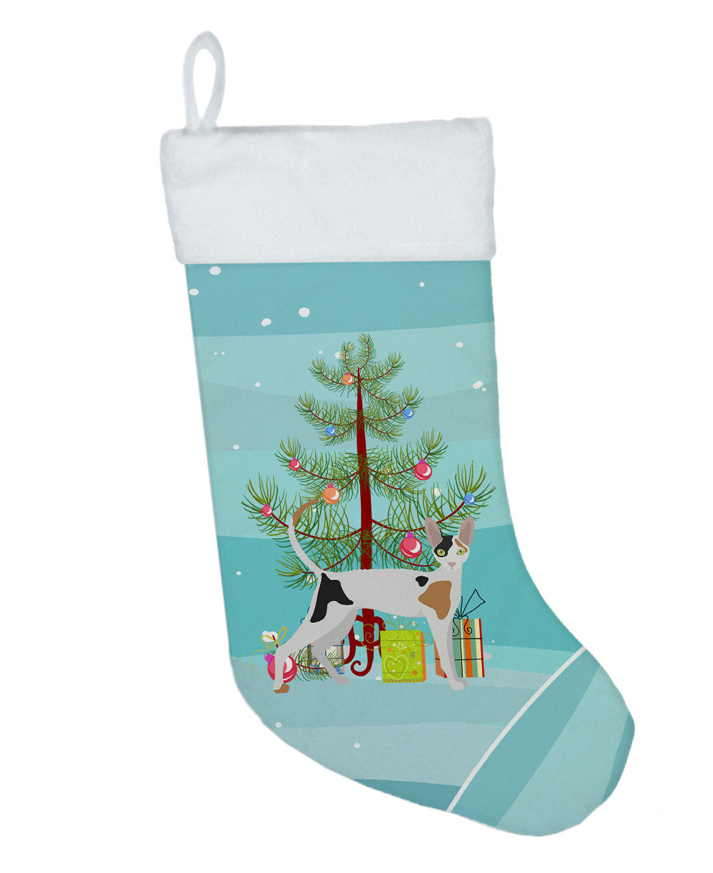 Cornish Rex Cat Christmas Holiday Stocking Double-Sided Print, Polyester Suede,11x18, Made in USA
