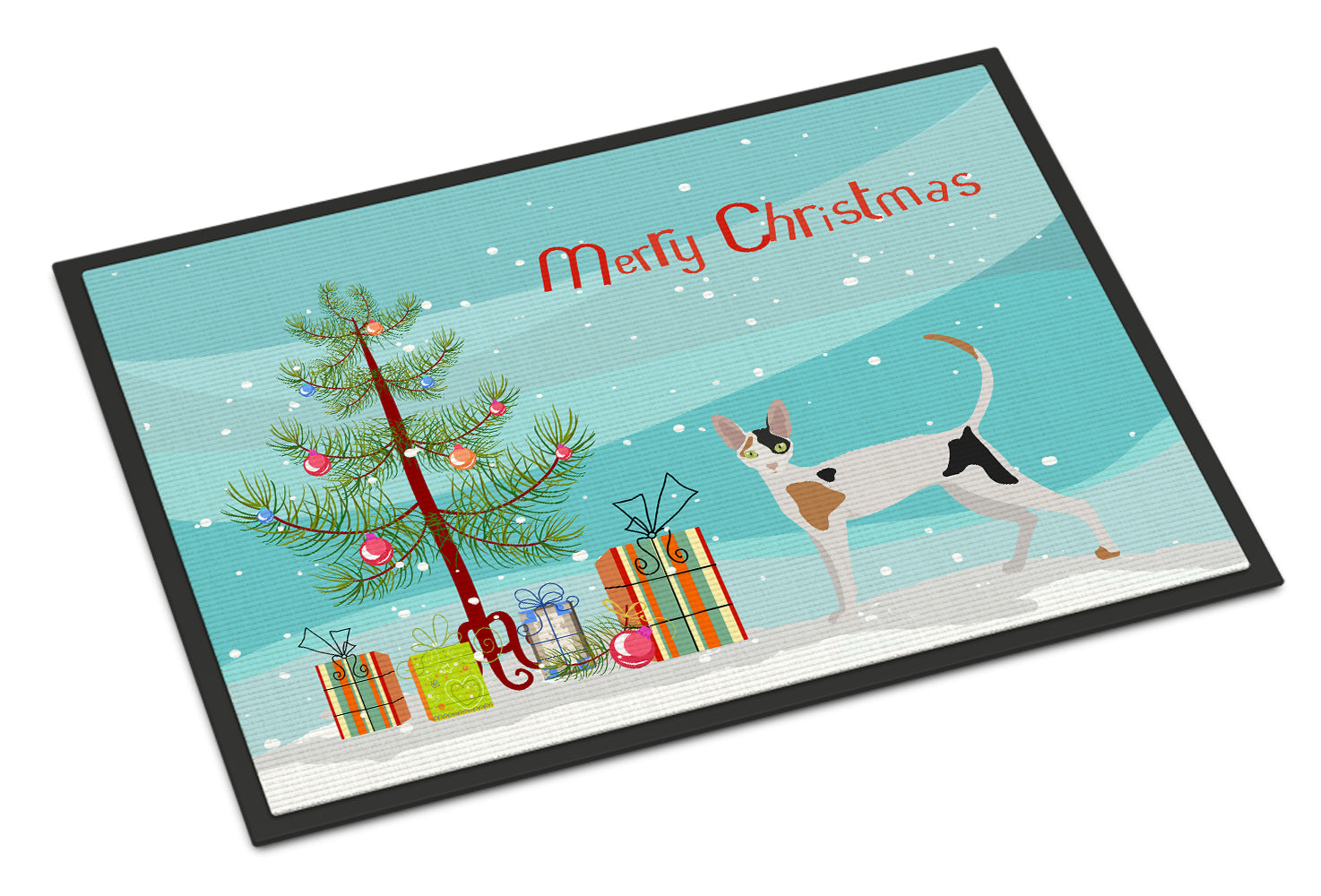 Cornish Rex Cat Christmas Doormat Indoor Outdoor 18H X 27W Front Door Mat Rugs for Entryway, Non Slip Washable