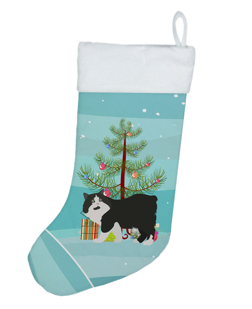 Cymric Cat Christmas Holiday Stocking Double-Sided Print, Polyester Suede,11x18, Made in USA
