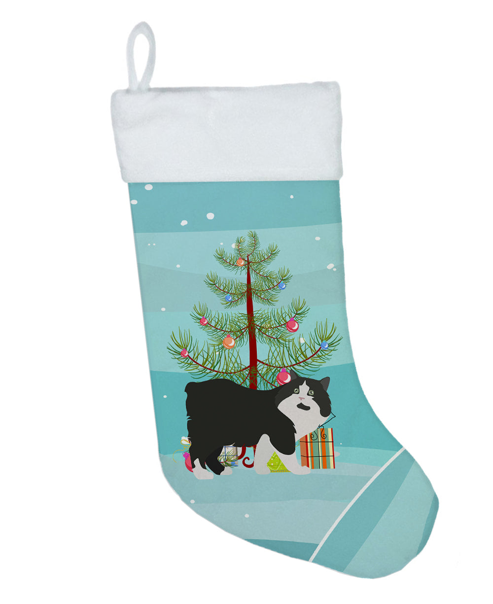 Cymric Cat Christmas Holiday Stocking Double-Sided Print, Polyester Suede,11x18, Made in USA