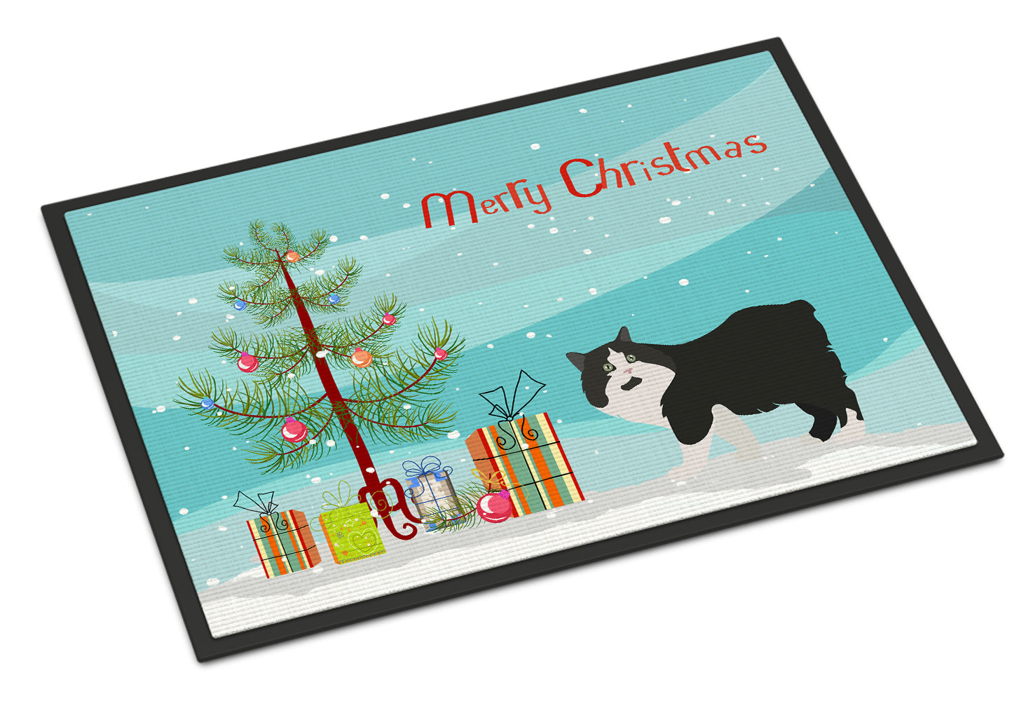 Cymric Cat Christmas Doormat Indoor Outdoor 18H X 27W Front Door Mat Rugs for Entryway, Non Slip Washable