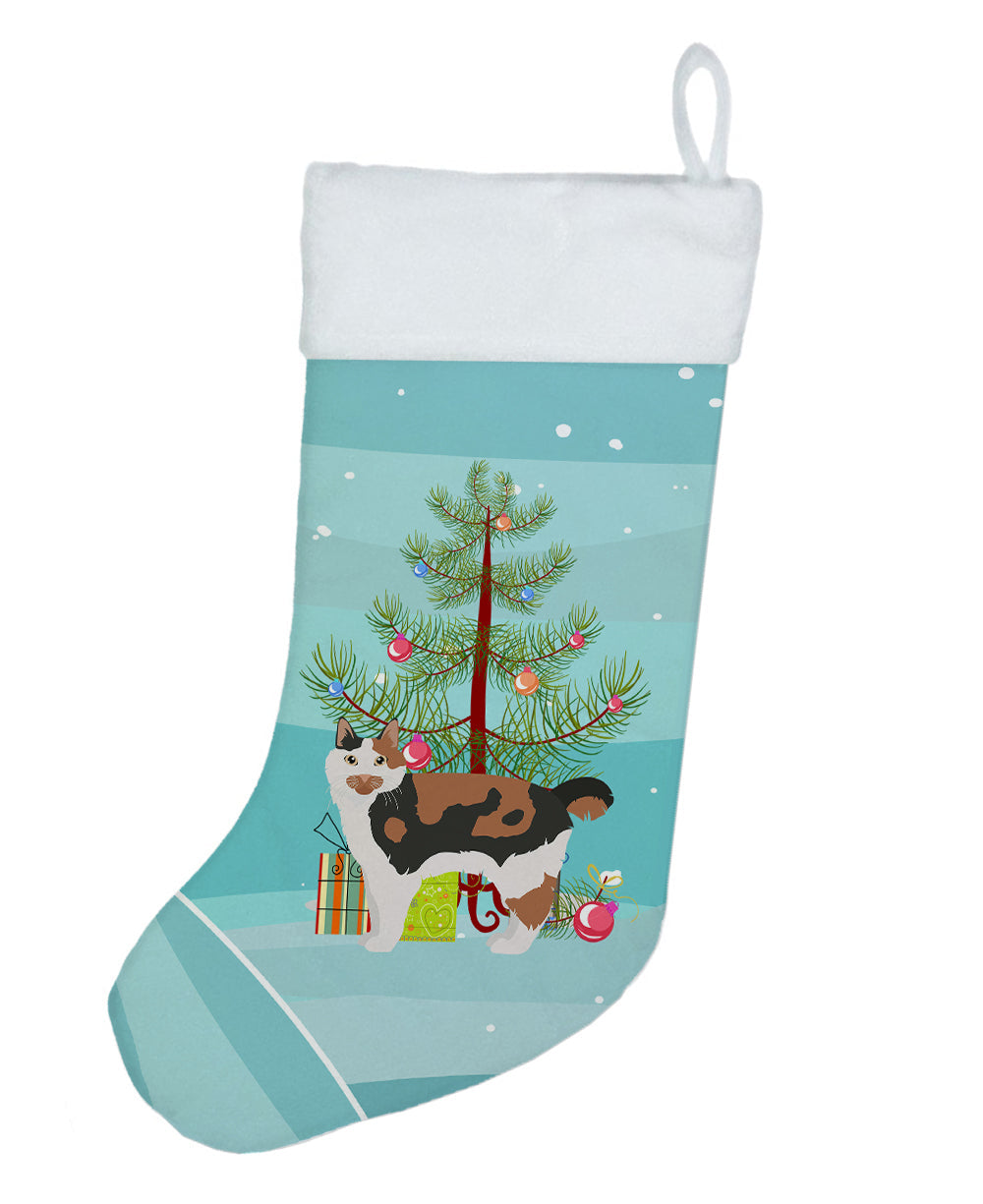 Cymric Cat Christmas Holiday Stocking Double-Sided Print, Polyester Suede,11x18, Made in USA