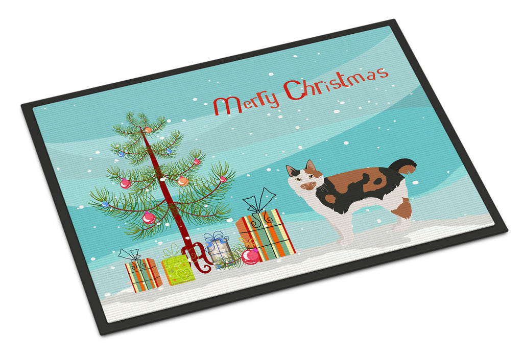 Cymric Cat Christmas Doormat Indoor Outdoor 24H X 36W Front Door Mat Rugs for Entryway, Non Slip Washable Low Pile,