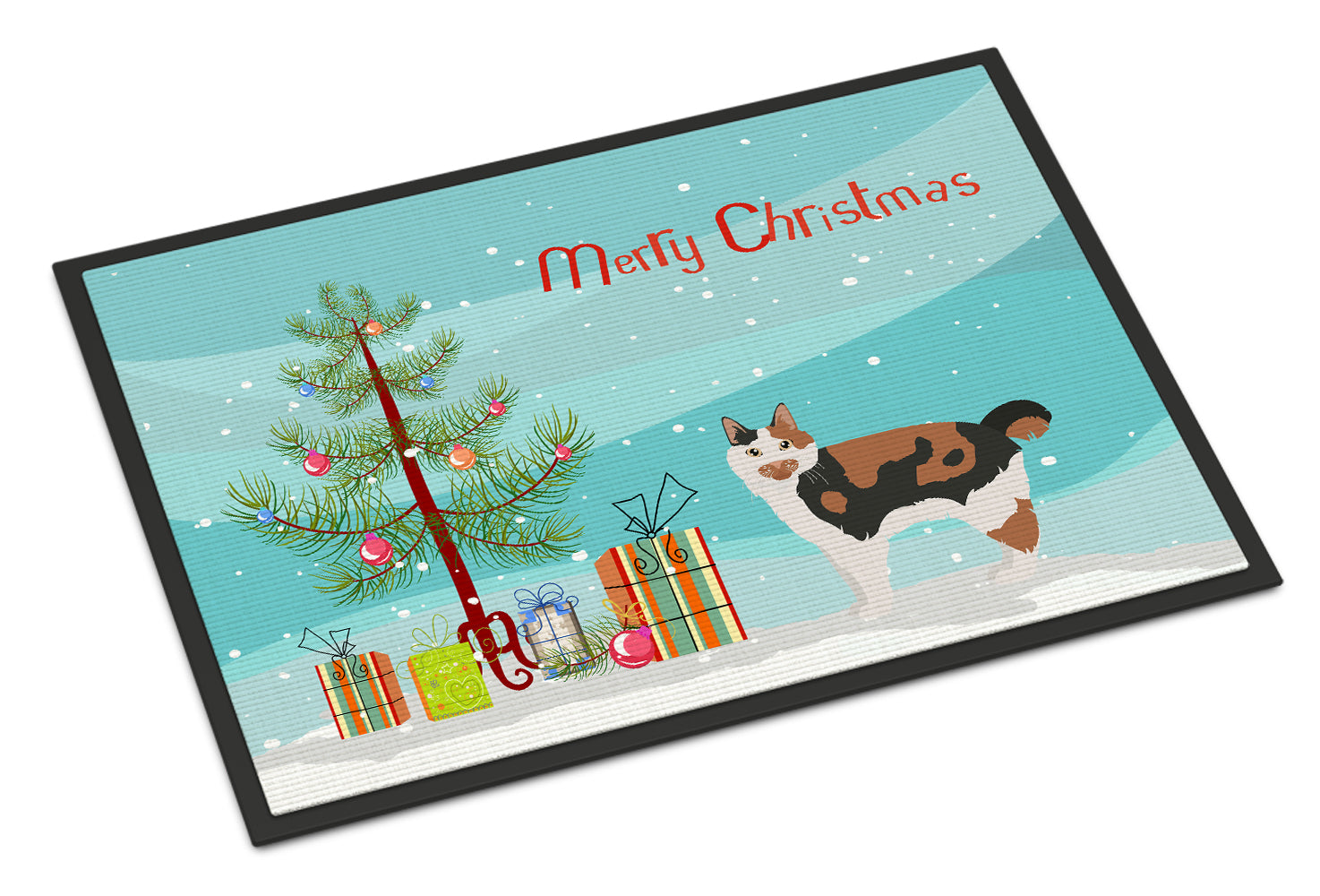 Cymric Cat Christmas Doormat Indoor Outdoor 18H X 27W Front Door Mat Rugs for Entryway, Non Slip Washable