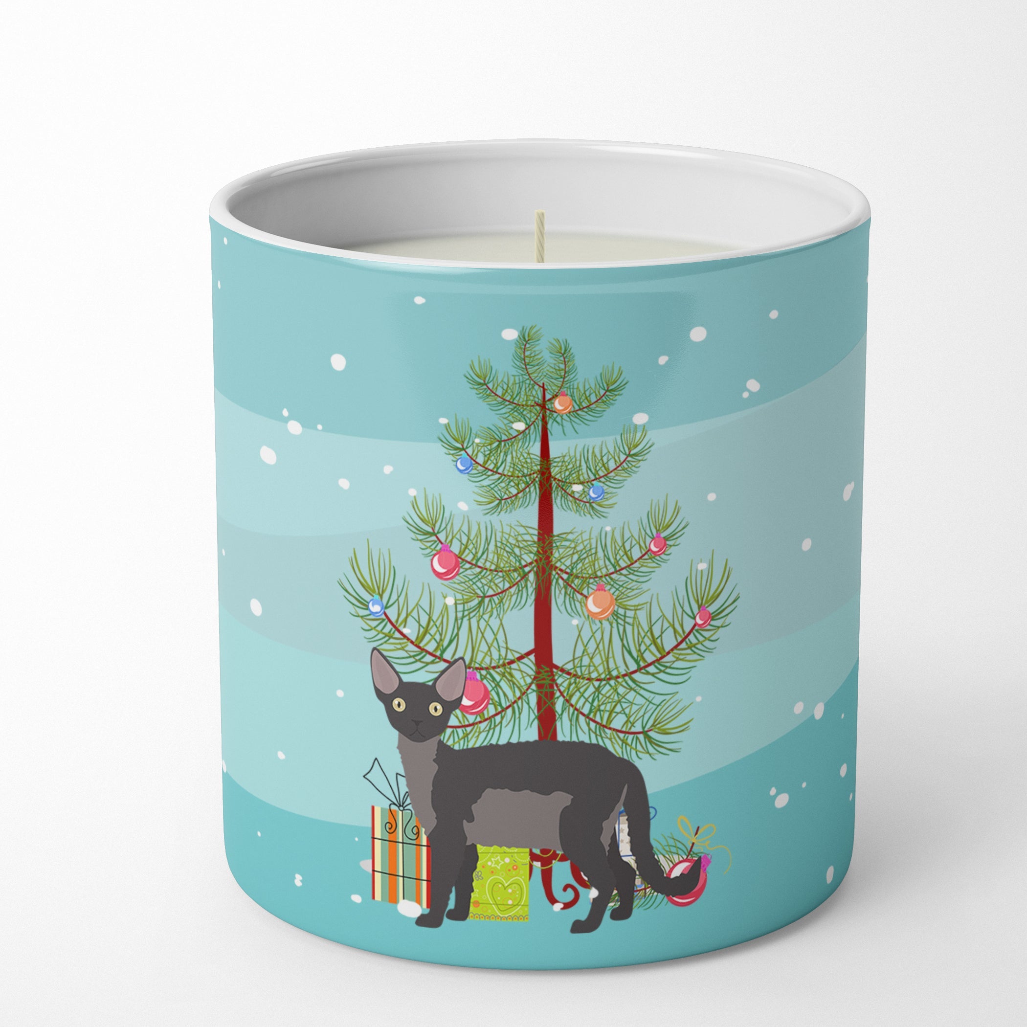 Devon Rex Cat Christmas Decorative Soy Candle Nature Soy Wax Essential Oil Home Decor Ideal for Bedroom Kitchen Bath Office Gift, 10 oz