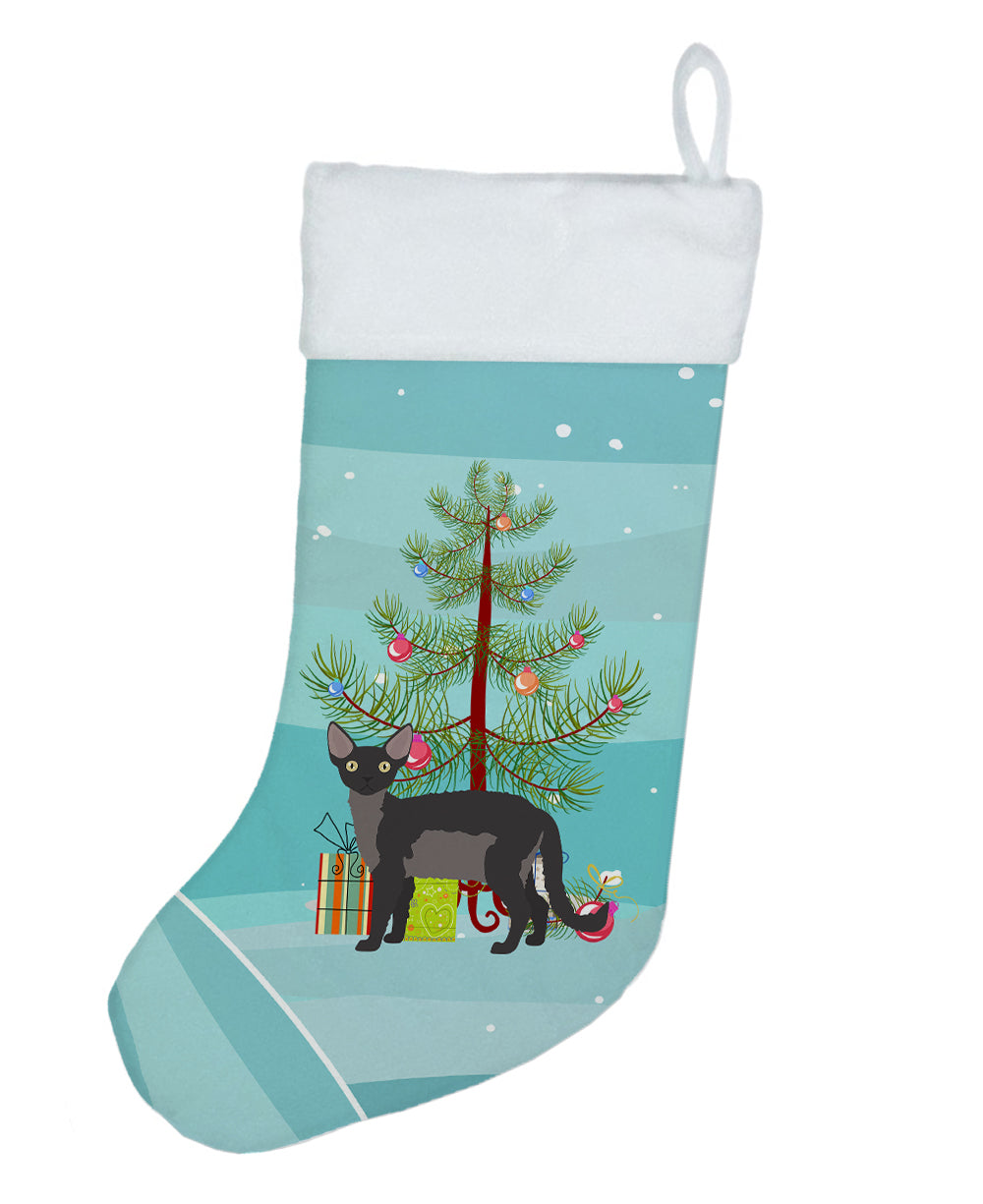 Devon Rex Cat Christmas Holiday Stocking Double-Sided Print, Polyester Suede,11x18, Made in USA