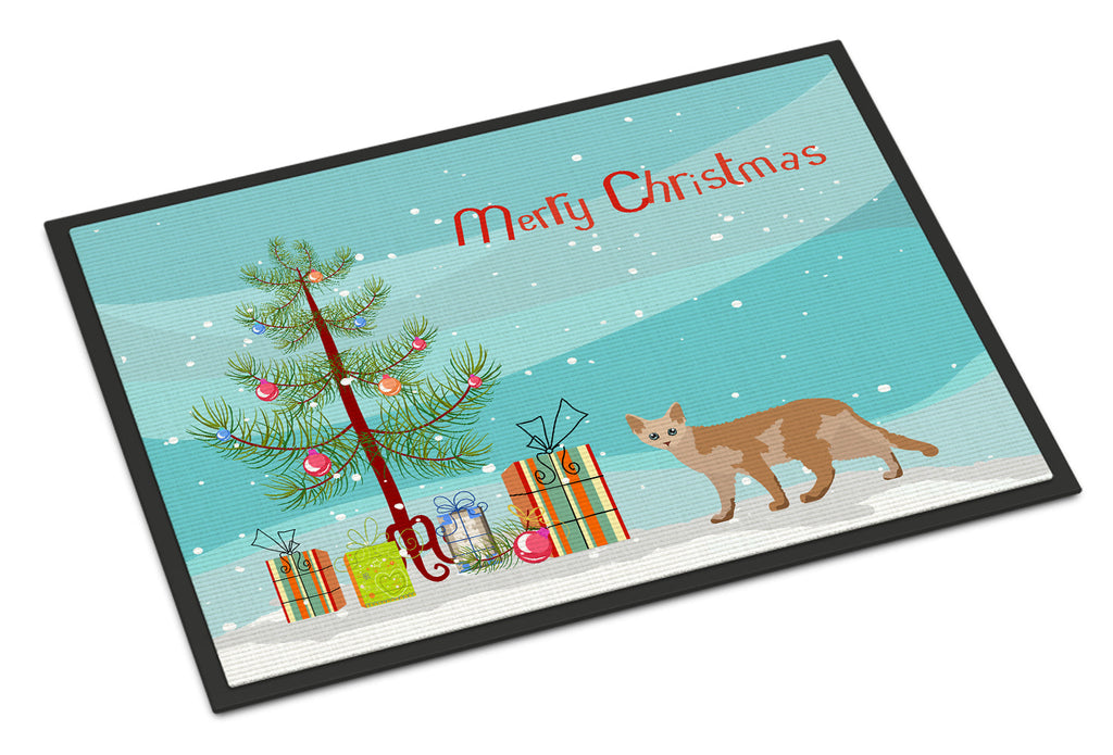 Devon Rex Cat Christmas Doormat Indoor Outdoor 24H X 36W Front Door Mat Rugs for Entryway, Non Slip Washable Low Pile,