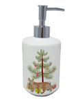 Devon Rex Cat Christmas Ceramic Soap Dispenser , Empty Refillable Hand Soap Pump Bottle for Bathroom Kitchen