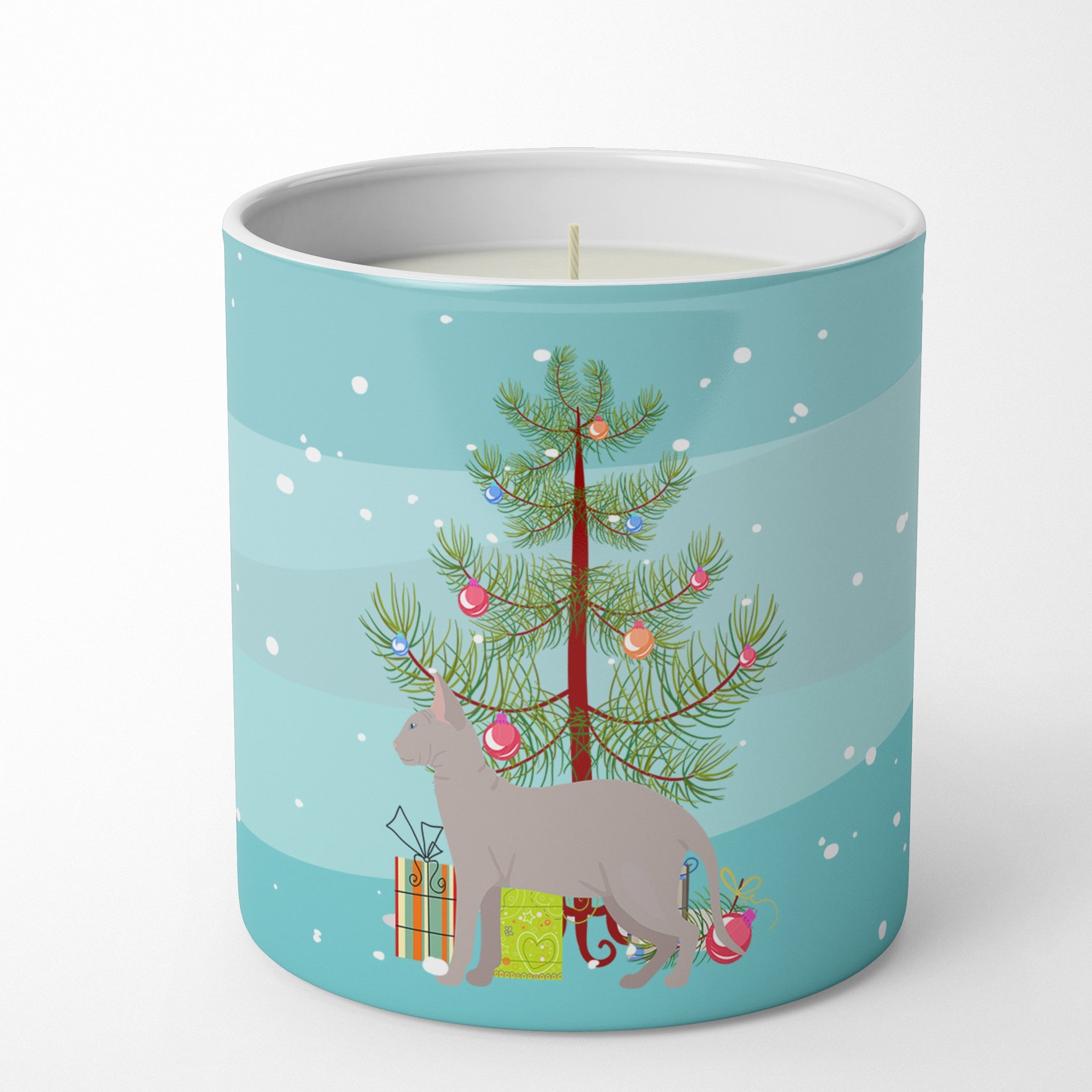 Don Sphynx Cat Christmas Decorative Soy Candle Nature Soy Wax Essential Oil Home Decor Ideal for Bedroom Kitchen Bath Office Gift, 10 oz