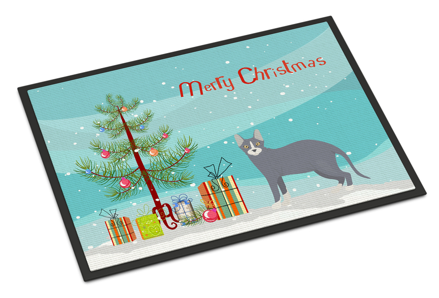 Don Sphynx Cat Christmas Doormat Indoor Outdoor 24H X 36W Front Door Mat Rugs for Entryway, Non Slip Washable Low Pile,