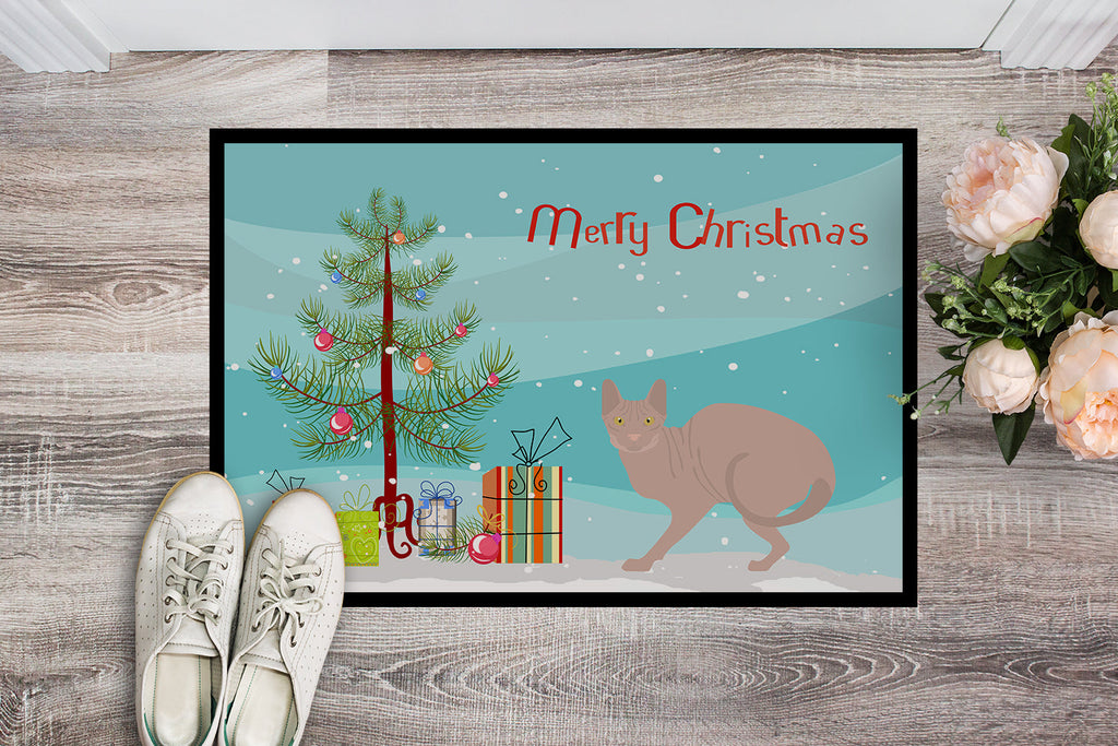 Don Sphynx Cat Christmas Doormat Indoor Outdoor 24H X 36W Front Door Mat Rugs for Entryway, Non Slip Washable Low Pile,