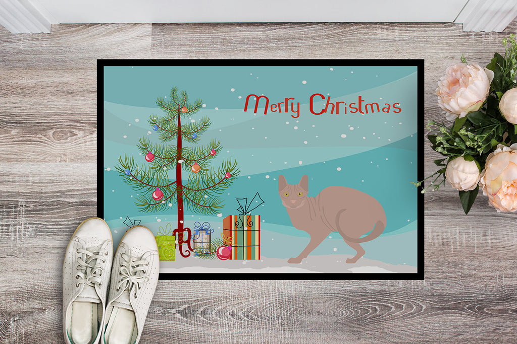 Don Sphynx Cat Christmas Doormat Indoor Outdoor 18H X 27W Front Door Mat Rugs for Entryway, Non Slip Washable