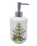 Dragon Li Cat Christmas Ceramic Soap Dispenser , Empty Refillable Hand Soap Pump Bottle for Bathroom Kitchen