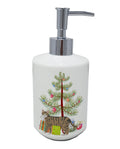 Dragon Li Cat Christmas Ceramic Soap Dispenser , Empty Refillable Hand Soap Pump Bottle for Bathroom Kitchen
