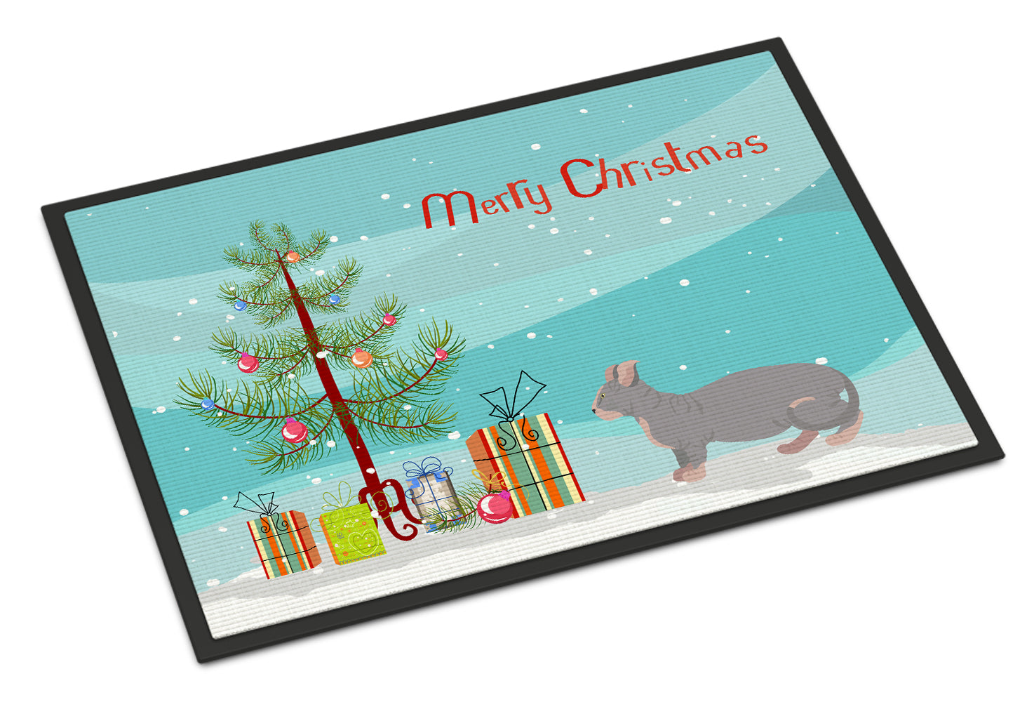 Dwelf Cat Christmas Doormat Indoor Outdoor 18H X 27W Front Door Mat Rugs for Entryway, Non Slip Washable