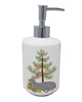 Dwelf Cat Christmas Ceramic Soap Dispenser , Empty Refillable Hand Soap Pump Bottle for Bathroom Kitchen