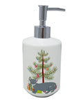 Dwelf Cat Christmas Ceramic Soap Dispenser , Empty Refillable Hand Soap Pump Bottle for Bathroom Kitchen