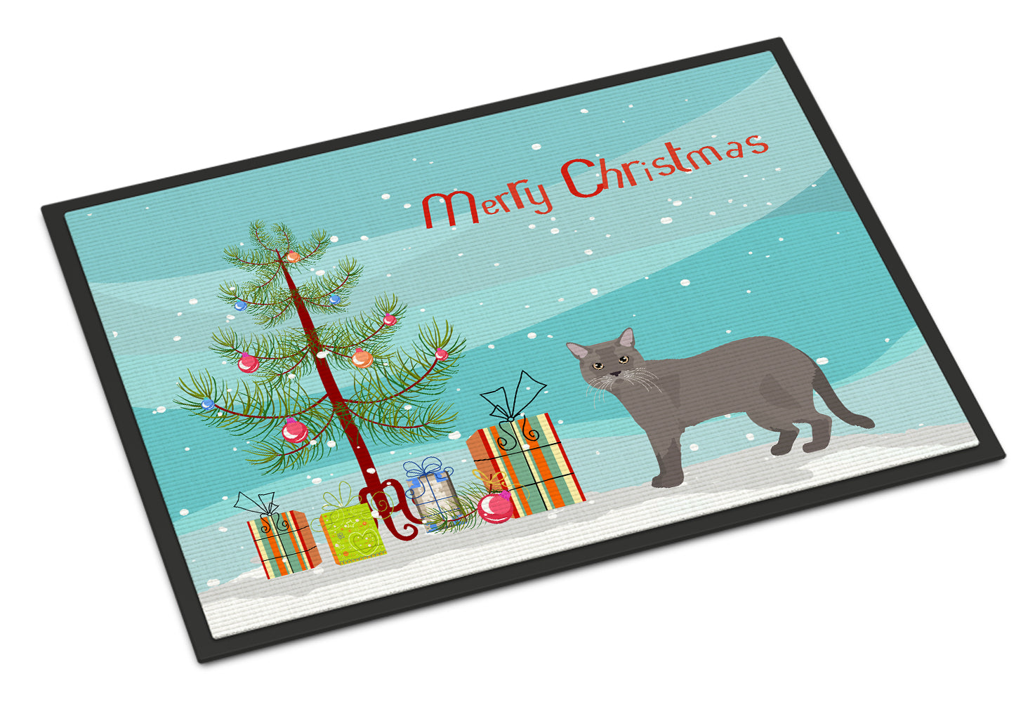 European Burmese Cat Christmas Doormat Indoor Outdoor 18H X 27W Front Door Mat Rugs for Entryway, Non Slip Washable