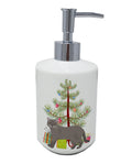 European Burmese Cat Christmas Ceramic Soap Dispenser , Empty Refillable Hand Soap Pump Bottle for Bathroom Kitchen