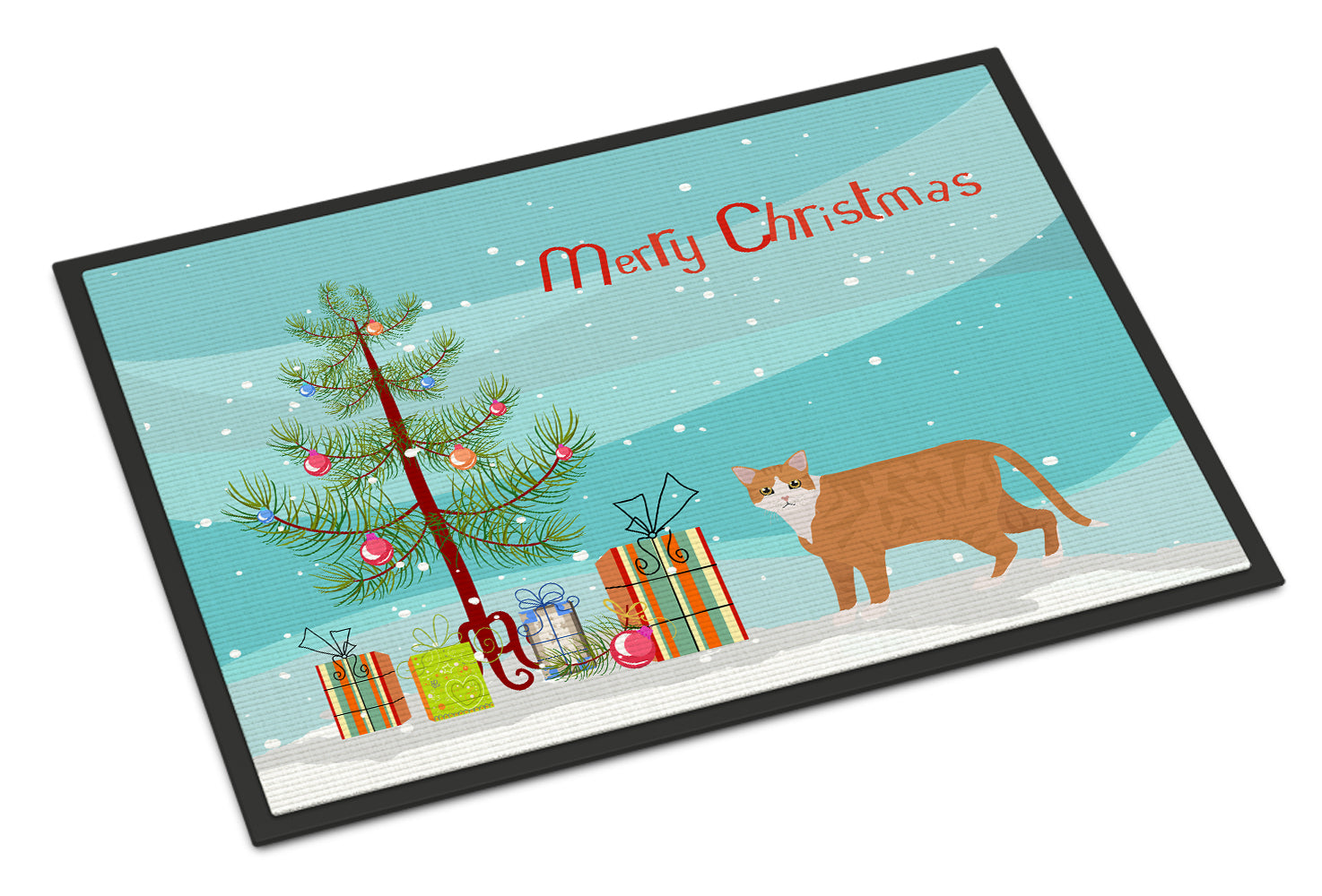 European Shorthair Cat Christmas Doormat Indoor Outdoor 24H X 36W Front Door Mat Rugs for Entryway, Non Slip Washable Low Pile,