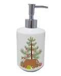 European Shorthair Cat Christmas Ceramic Soap Dispenser , Empty Refillable Hand Soap Pump Bottle for Bathroom Kitchen