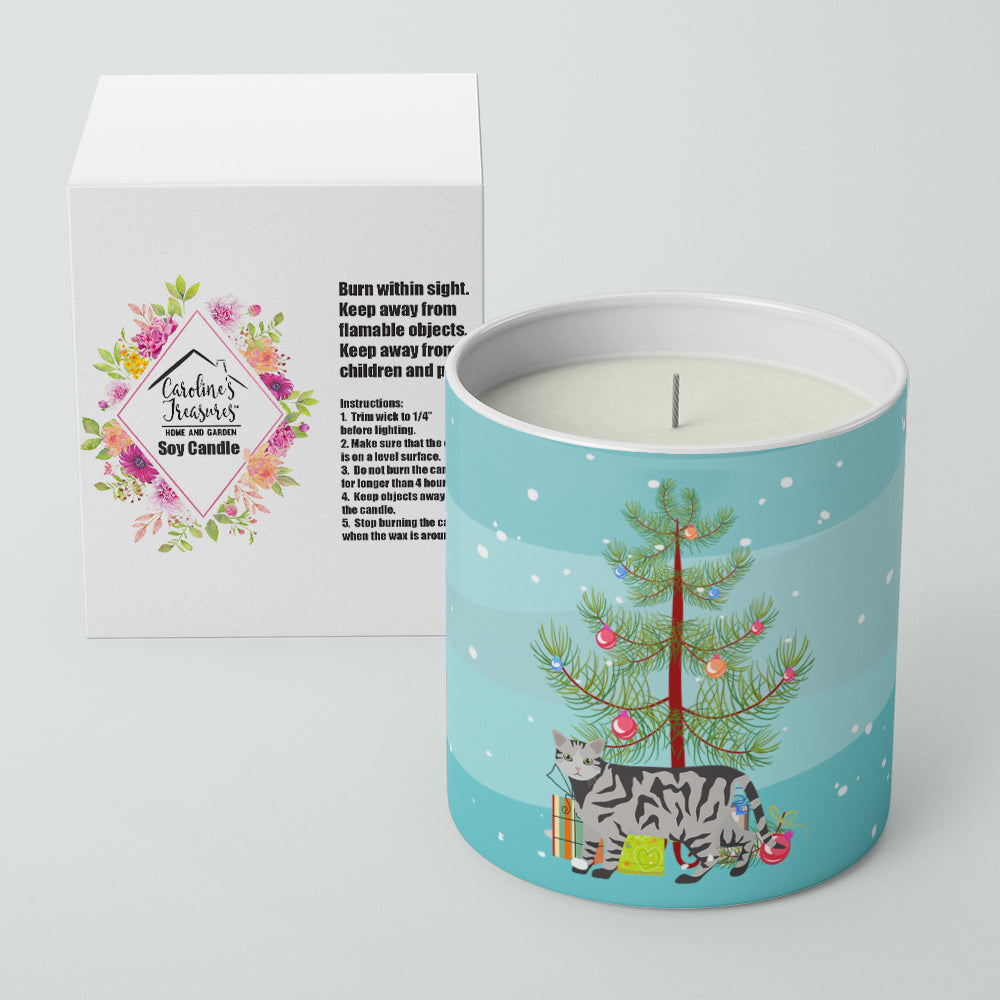 European Shorthair Cat Christmas Decorative Soy Candle Nature Soy Wax Essential Oil Home Decor Ideal for Bedroom Kitchen Bath Office Gift, 10 oz
